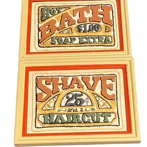 Vintage Style Bath and Shave Bathroom Wall Art Set of 2